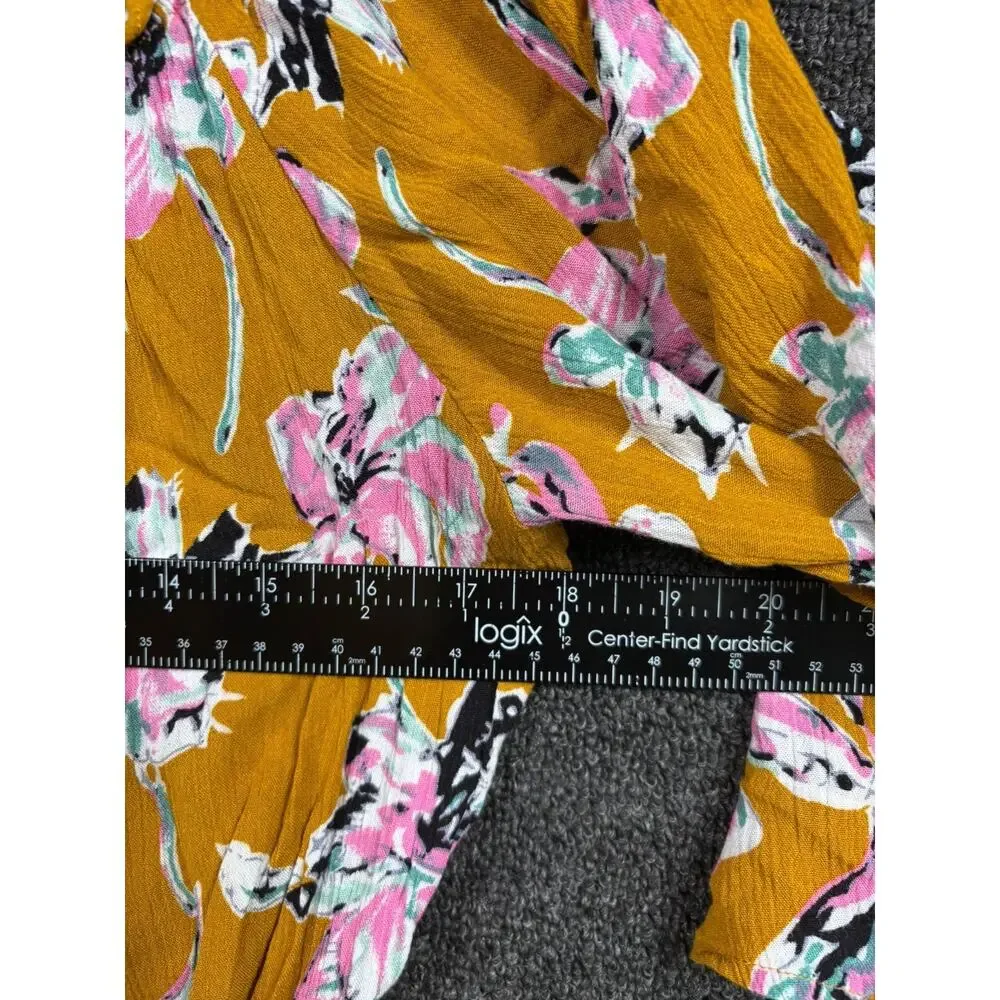 Kori America Romper Shorts Women's Size M Yellow Floral Cold Shoulder